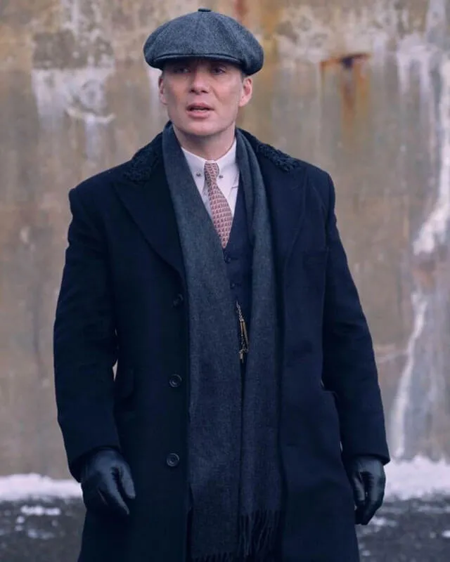Peaky Blinders Tommy Shelby Blue Wool Overcoat Vintage Style